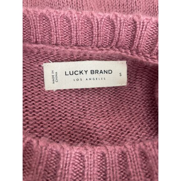 Lucky Brand Textured Knit Sweater Small Dusty Rose Winter Cozy Boho - Picture 7 of 7